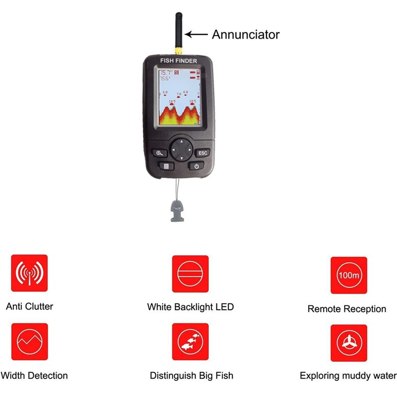 Wireless Sonar Fish Finder, Po - Fishing Depth Finder avis et prix