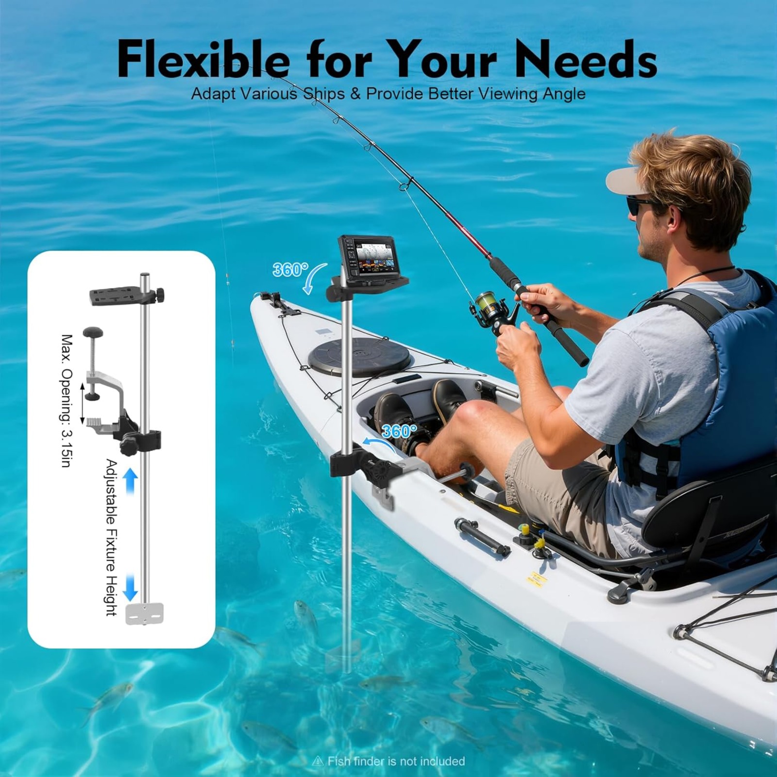 Portable 360° Adjustable Trans - Fish Finder Mount avis et prix