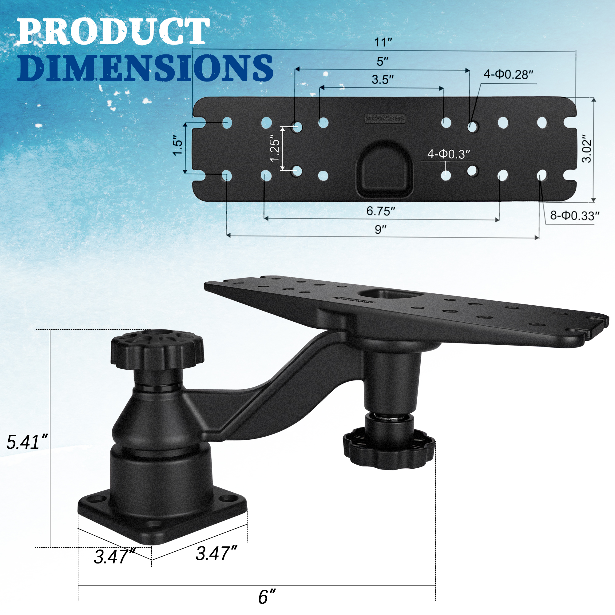 Heavy-duty vertical base mount - Fish Finder Mount avis et prix